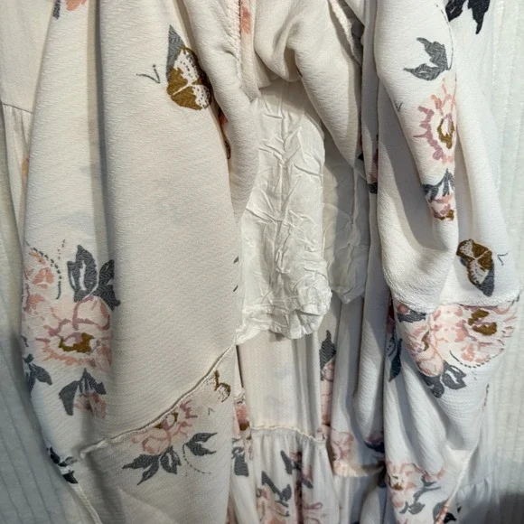 Free People All I Got Floral Maxi Dress in Ivory & Pink Size 2 Boho - Picture 7 of 15